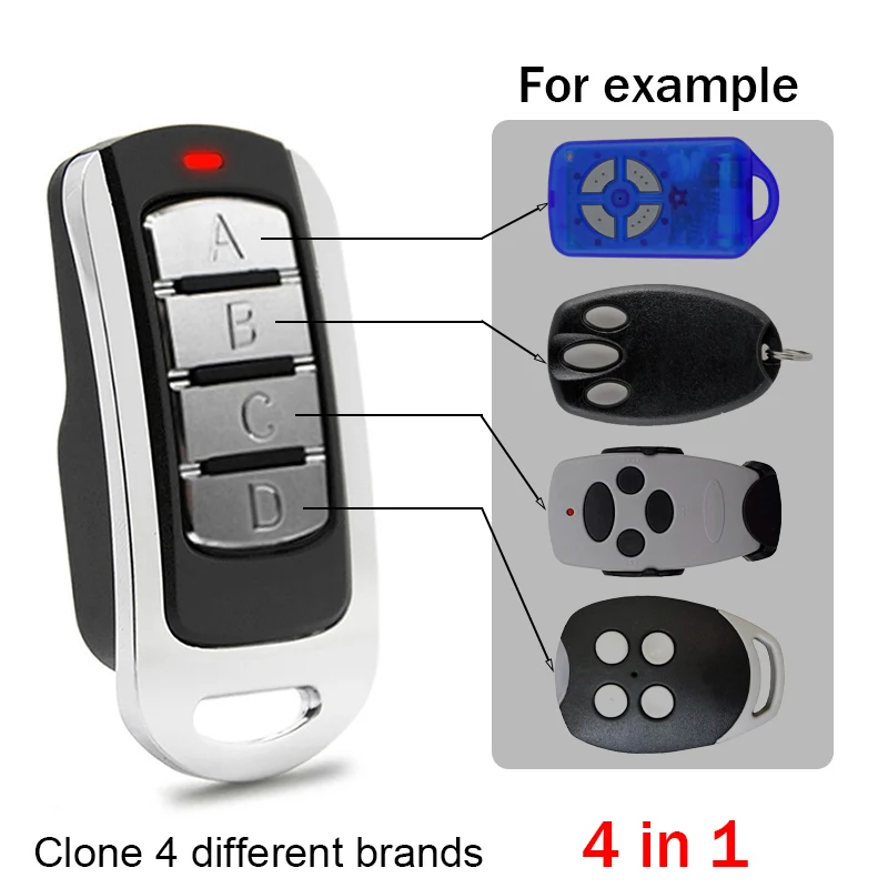 4 in 1 Garage Door Remote Control 280MHz-868MHz Multi Frequency Electric Gate Remote Control Garage Door Opener Code Grabber