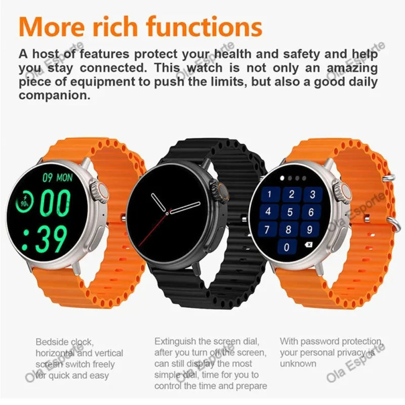 Round Smart Watch Ultra 9 Bluetooth Phone Call SmartWatch Wireless Charger Infinite Screen Sport Smart Bracelet PK Z78ultra Kd56