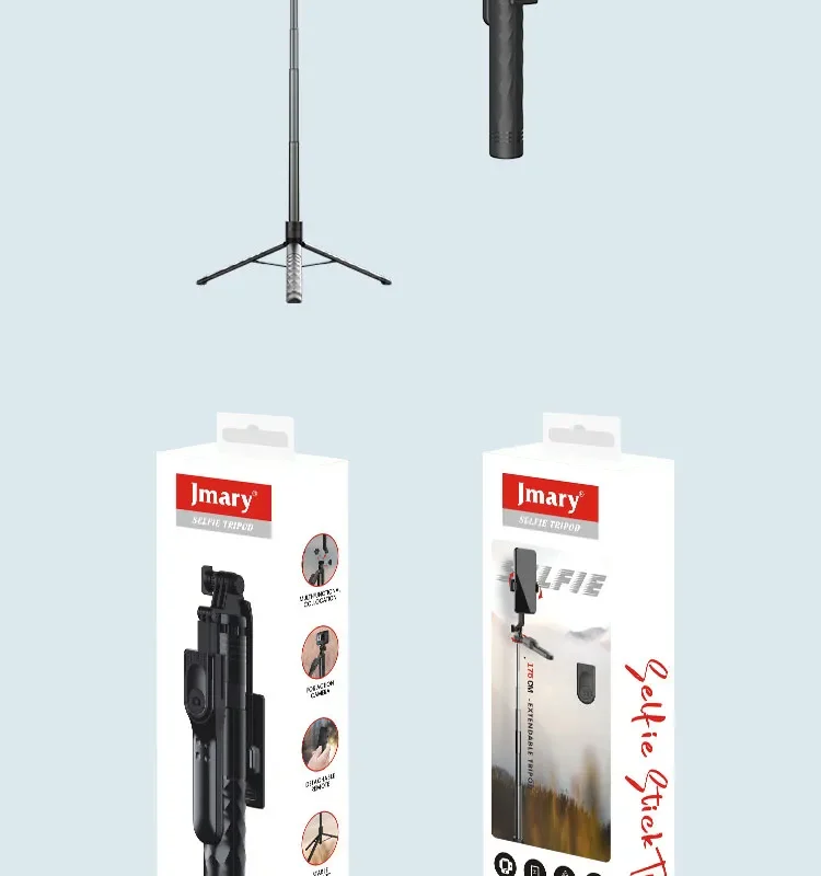 KT-239 1.7M Selfie Stick Tripod Stand Material: Aluminum alloy +ABS Weight:310g Length:175cm Remote battery:CR1632 Size:323*78*44mm